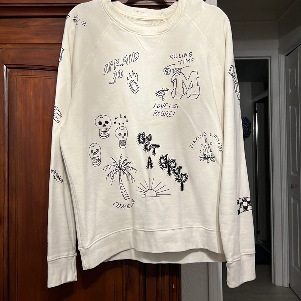 MOTHER White Graphic Sweatshirt